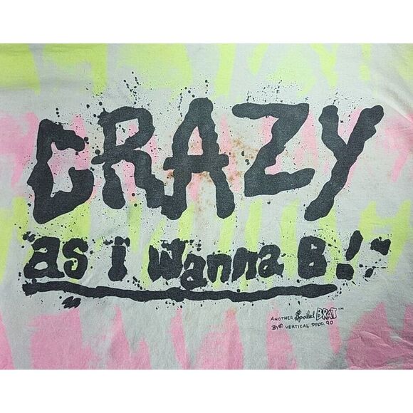 Vintage Signal Mega Tee Cropped Tie Dye Shirt Women's Neon Pink Yellow Crazy 90s - Picture 2 of 10